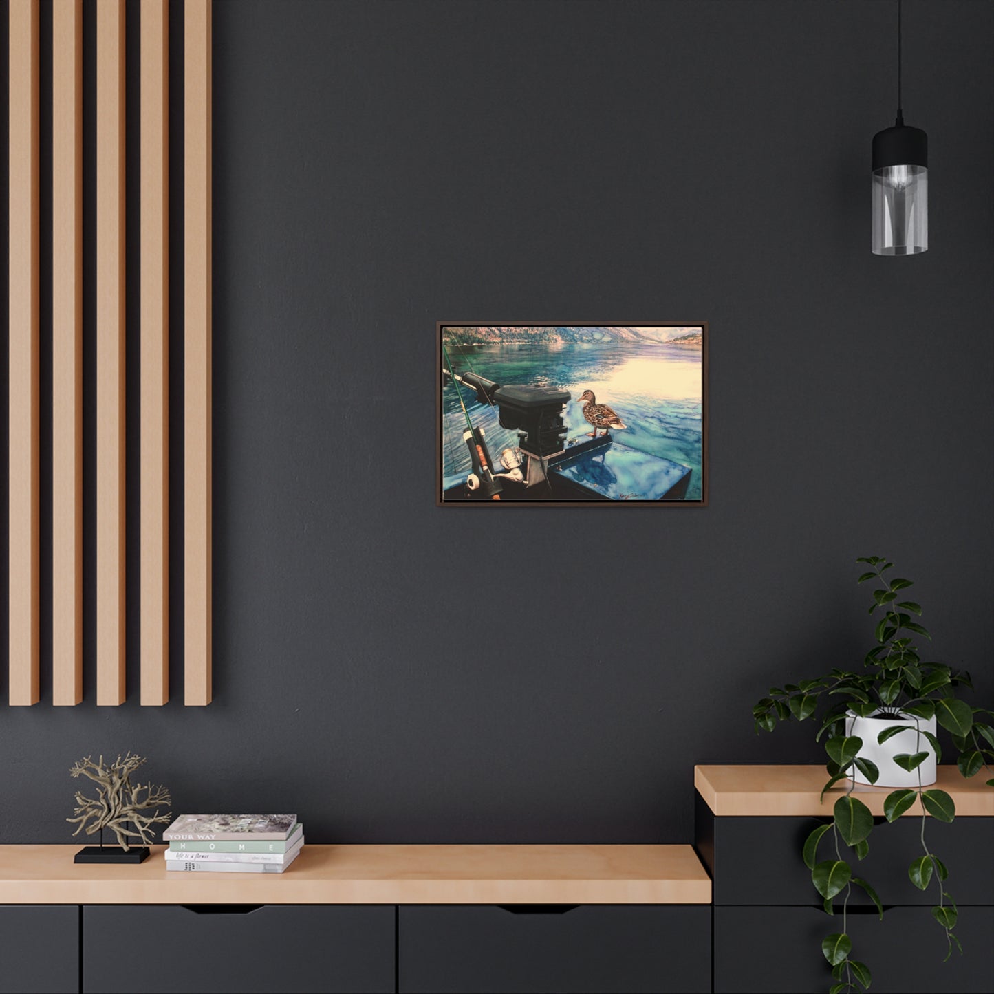 "Stowaways On Lake Chelan"  Walnut Wood Framed Gallery Wrapped Canvas