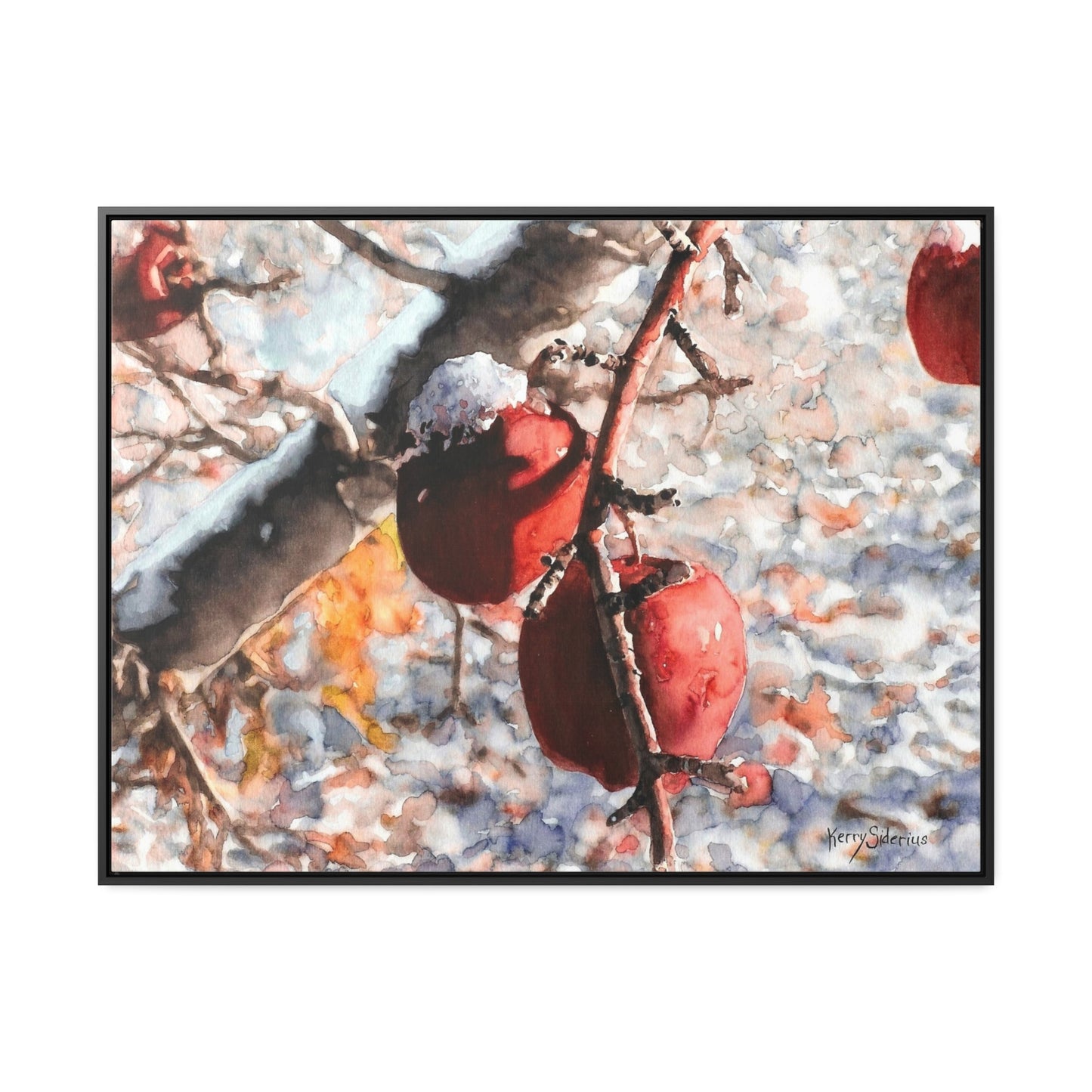 "Snowy Apples" Gallery Canvas Wraps, Horizontal Frame