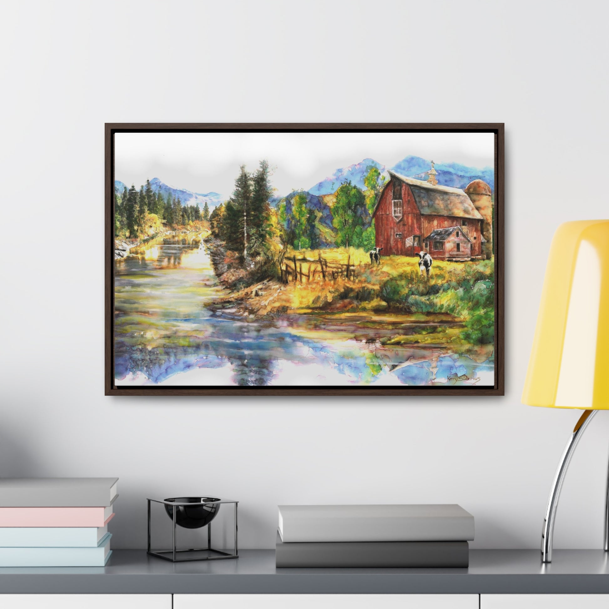 "Barn in Plain and the Wenatchee River" Gallery Wrapped Wood-Framed Canvas - Kerry Siderius Art 