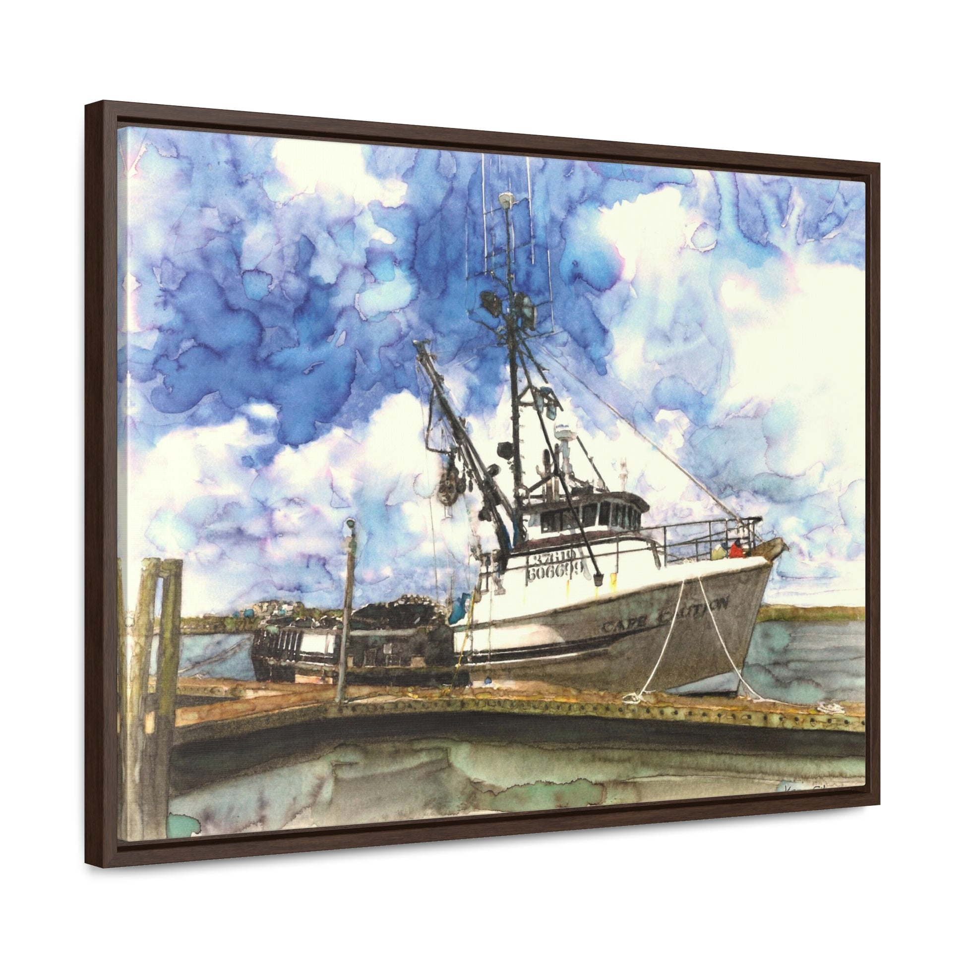 "Chuck's Boat, Westport" Gallery Wrapped Wood Framed Canvas - Kerry Siderius Art 