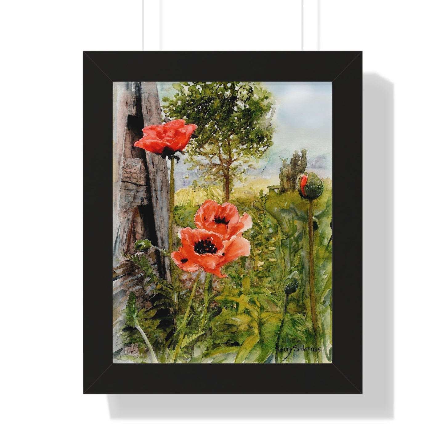 "Poppies By The Vineyard" Framed Poster