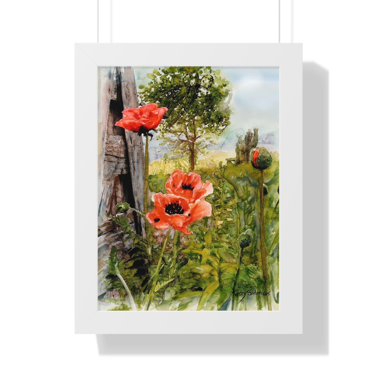 "Poppies By The Vineyard" Framed Poster