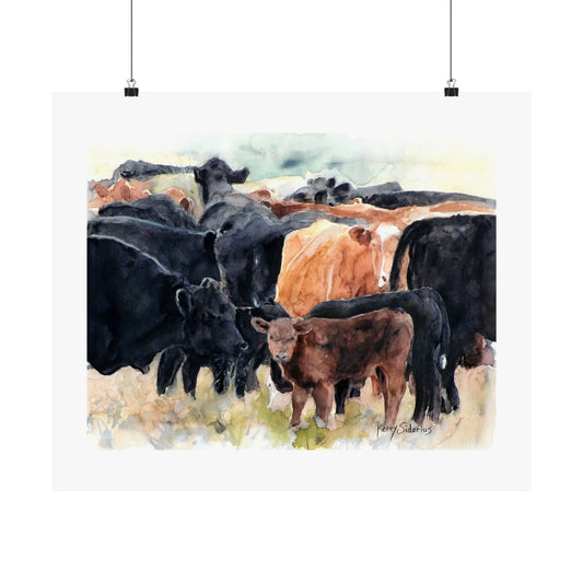 Cows Having Breakfast Matte Horizontal Poster