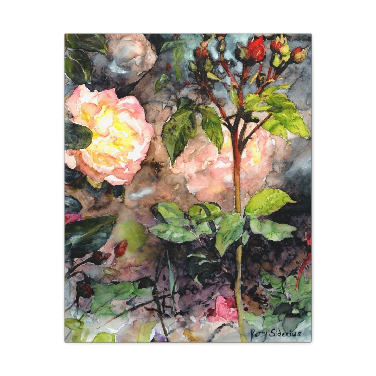 "Rosebuds and Big Blooms" Gallery Wrapped Canvas - Kerry Siderius Art 
