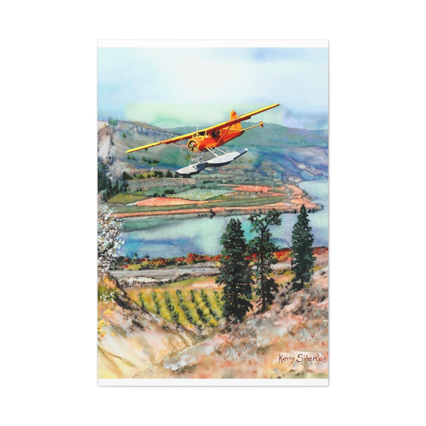 "Chelan Seaplane Over The Columbia" Gallery Wrapped Canvas