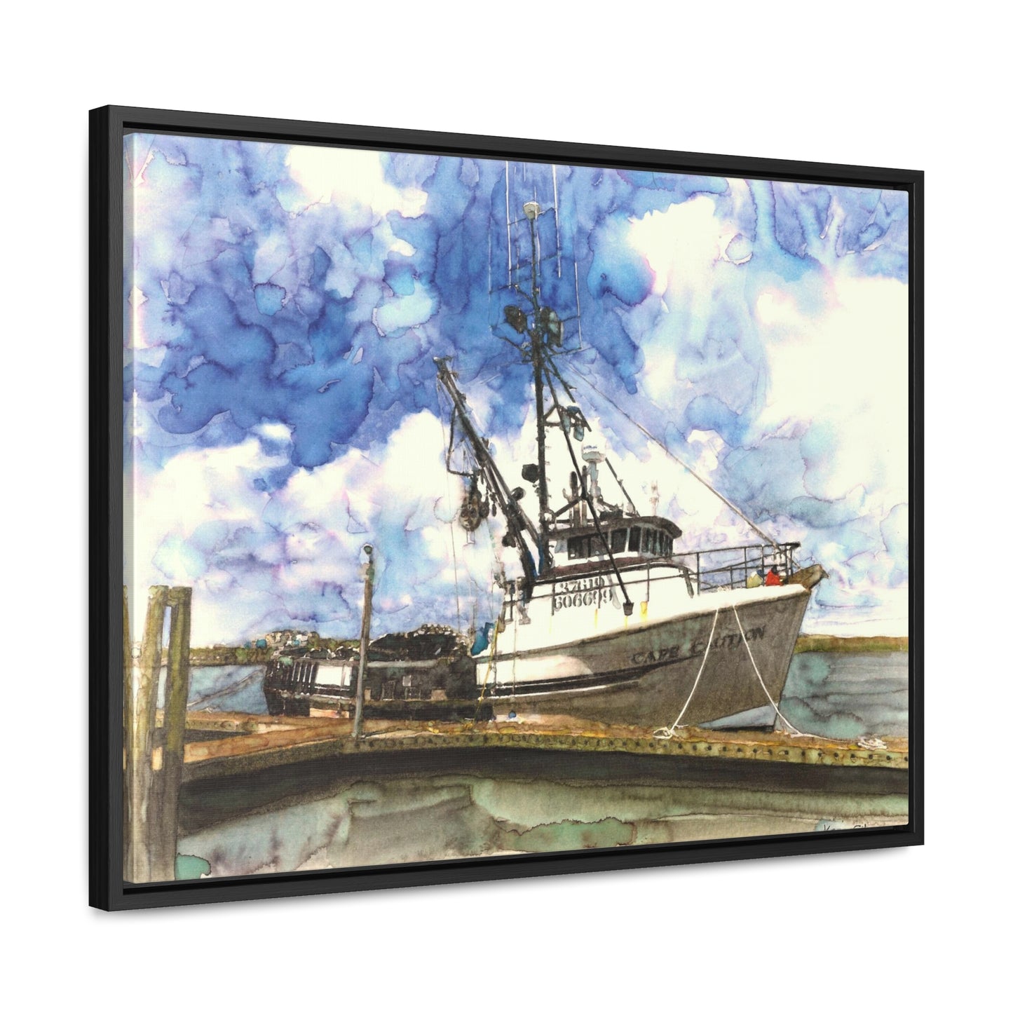 "Chuck's Boat, Westport" Gallery Wrapped Wood Framed Canvas - Kerry Siderius Art 