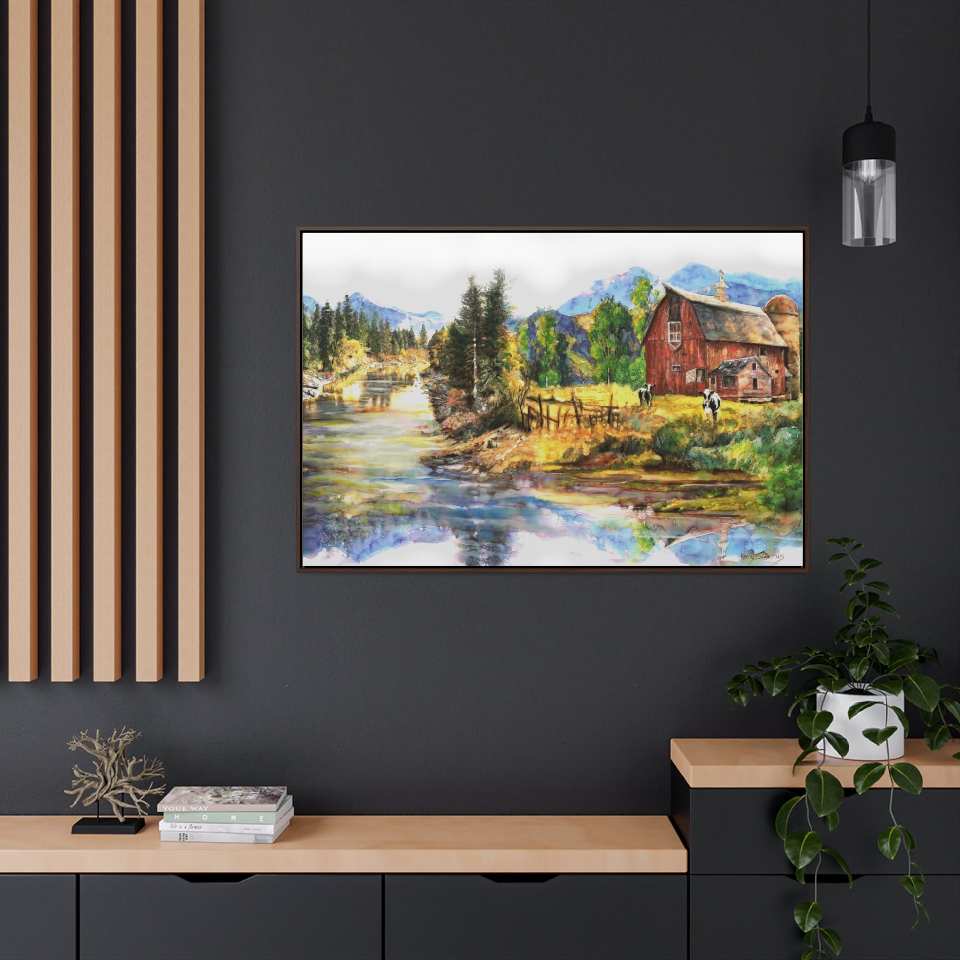 "Barn in Plain and the Wenatchee River" Gallery Wrapped Wood-Framed Canvas - Kerry Siderius Art 