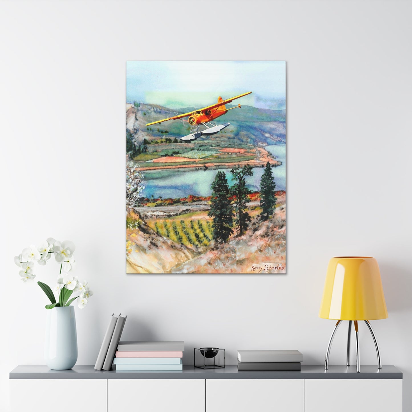 "Chelan Seaplane Over The Columbia" Gallery Wrapped Canvas