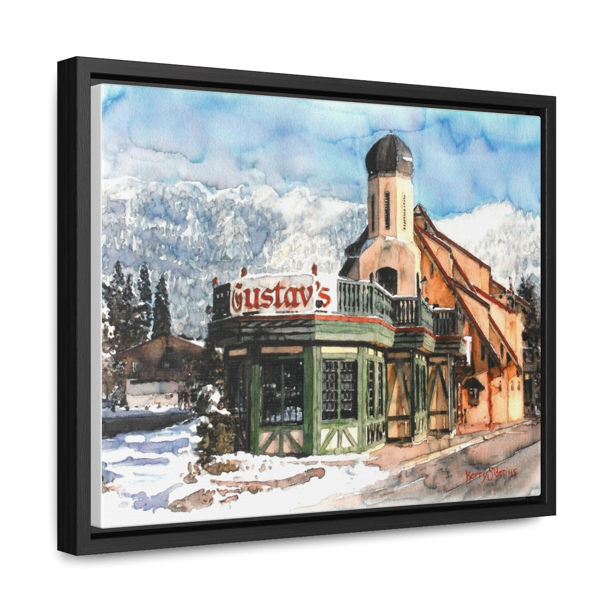 "Leavenworth's Gustav's in the Wintertime" Poplar Wood Framed Canvas - Kerry Siderius Art 