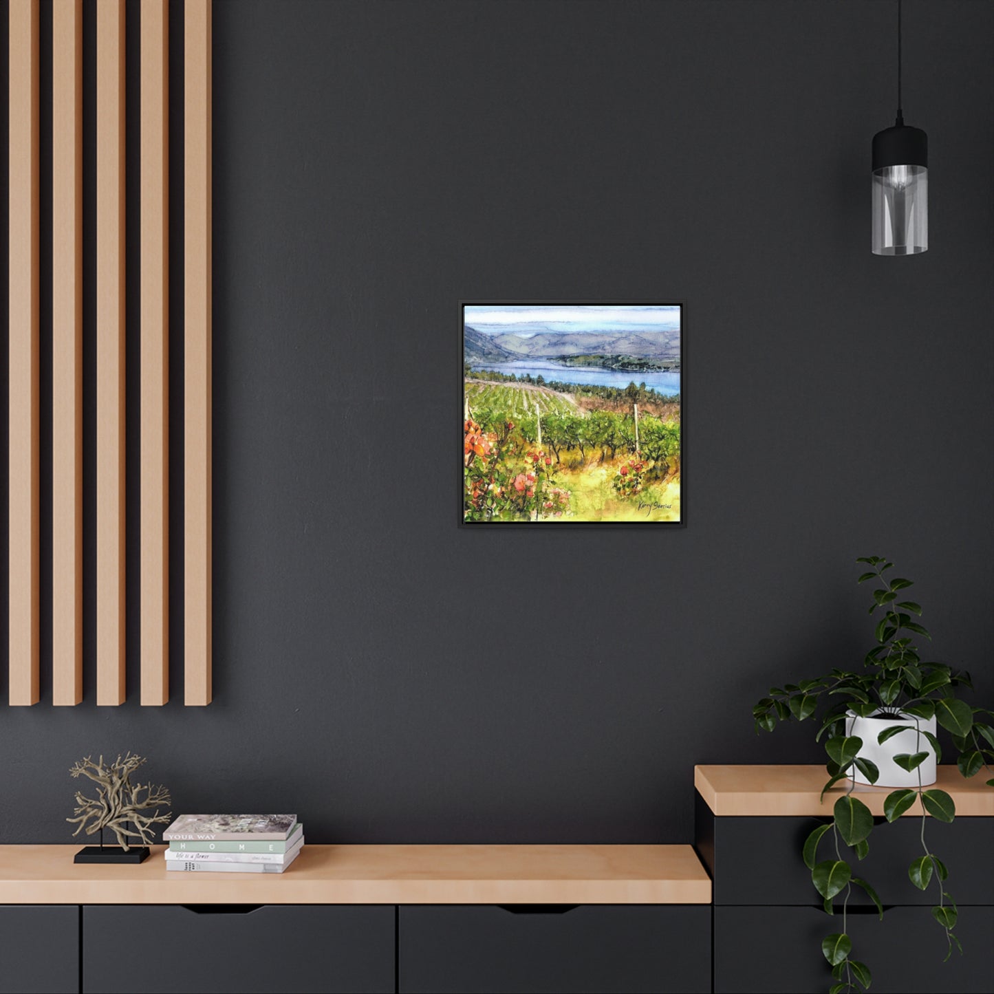 "Lake Chelan Vineyard View Uplake" Gallery Canvas Wraps, Square Frame - Kerry Siderius Art 