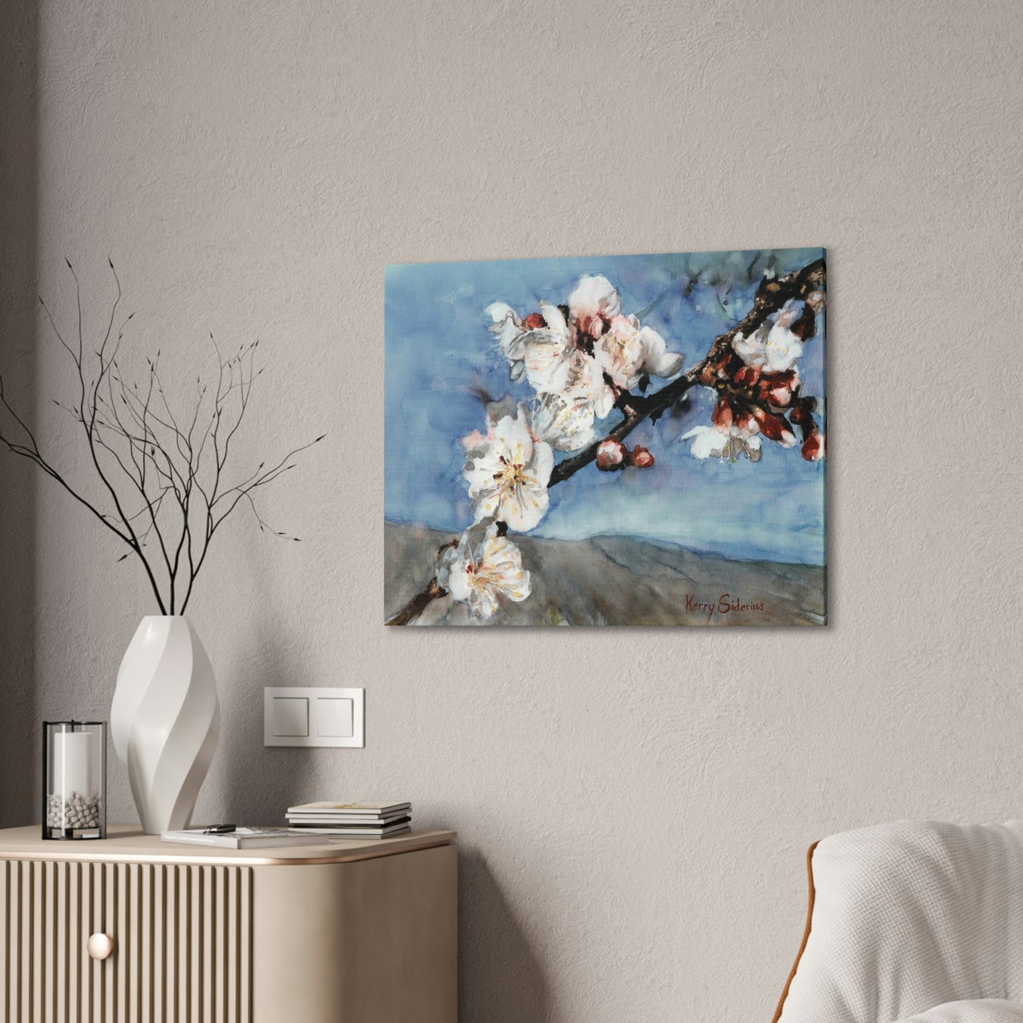 "Nectarine Blossoms" Stretched Canvas - Kerry Siderius Art 