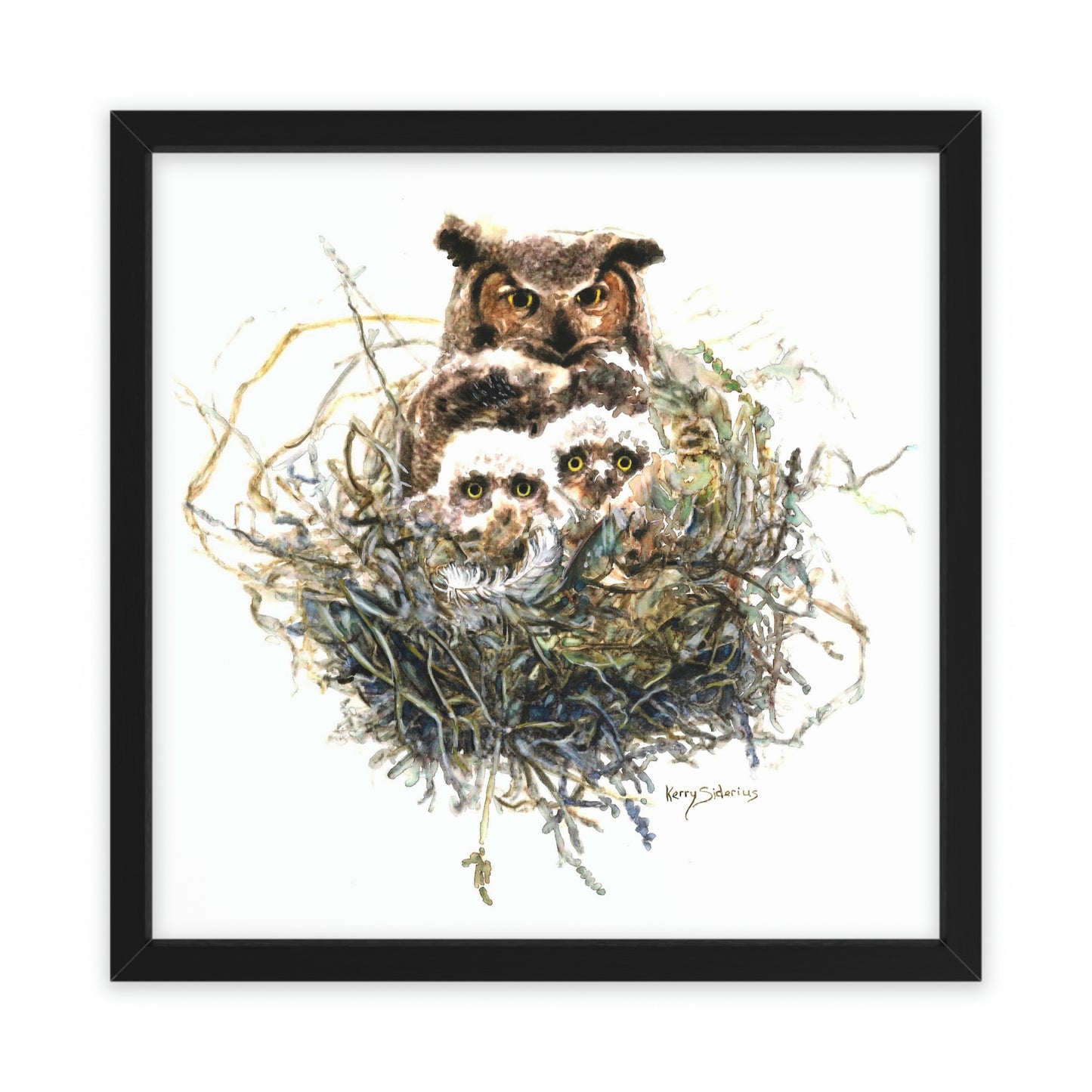 "Baby Owls at Rio Vista" Wood-Framed Poster - Kerry Siderius Art 