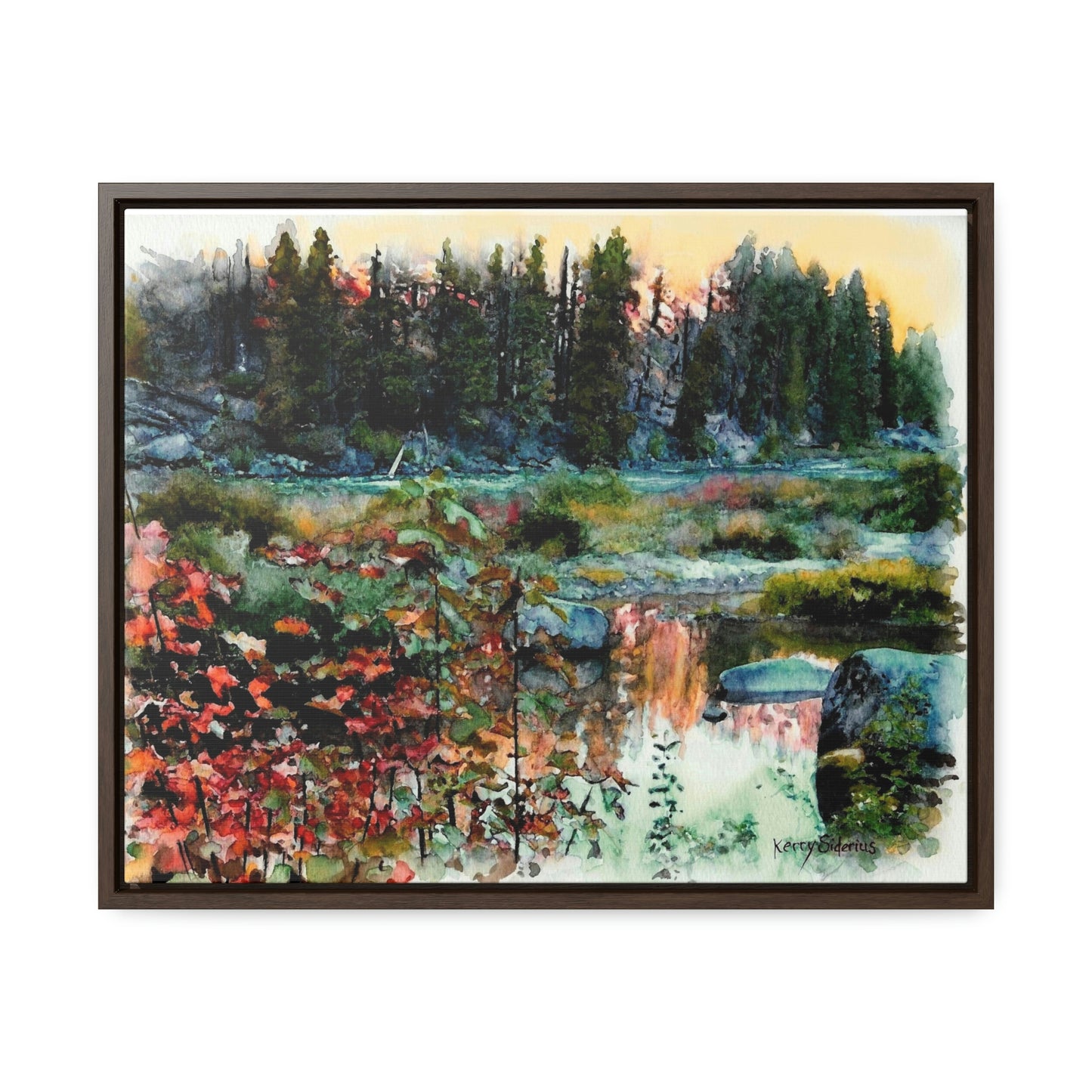 "Tumwater Pink Sunset" Gallery Wrapped Wood Framed Canvas - Kerry Siderius Art 