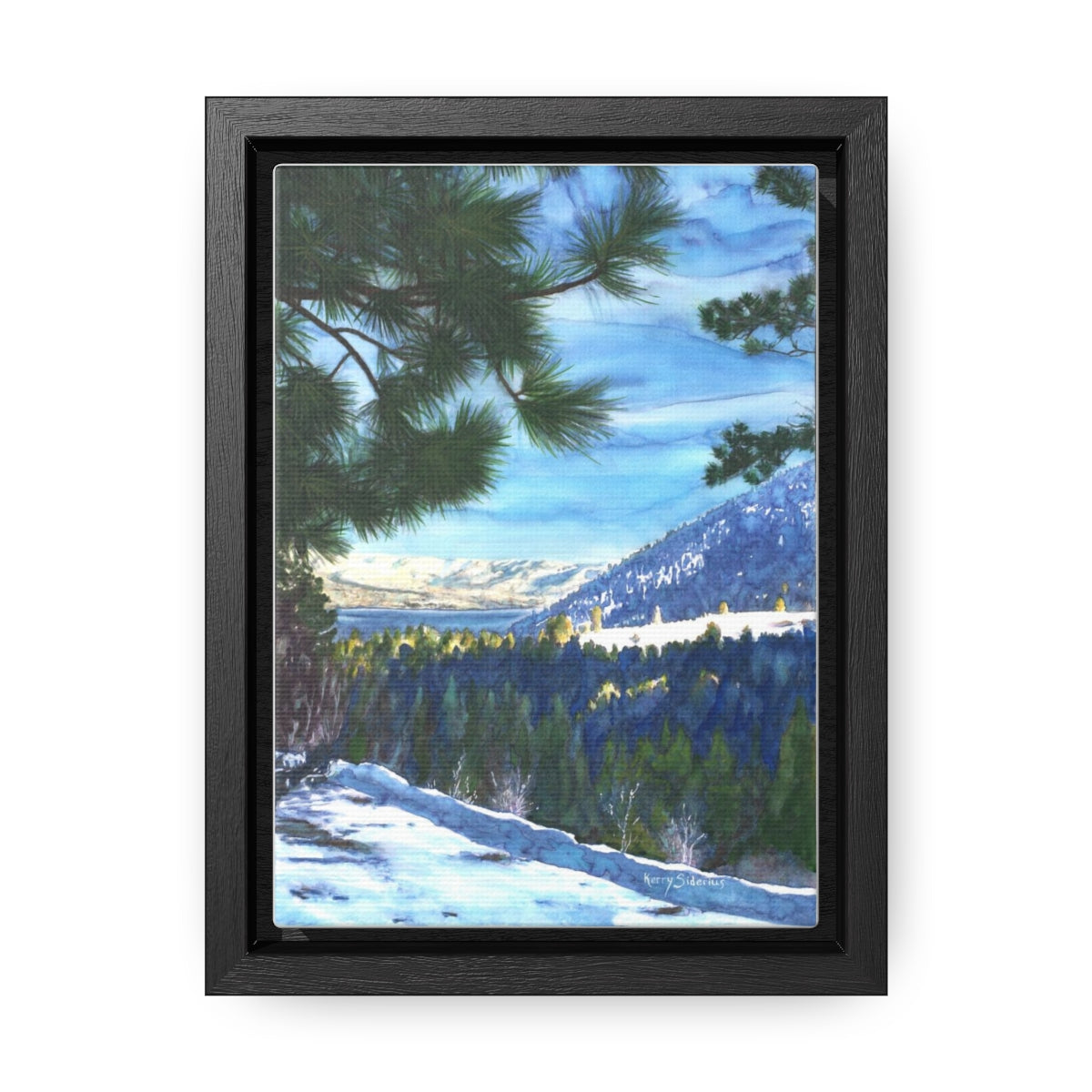 Bear Mountain View of Chelan Wood-Framed Wrapped Canvas - Kerry Siderius Art 