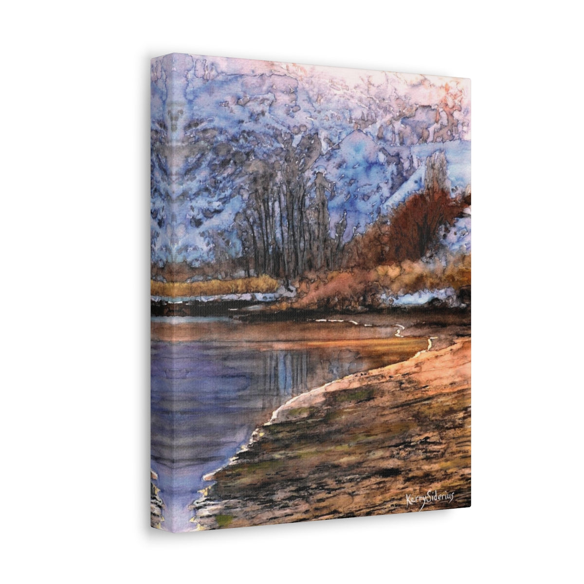 "Winter View by the Columbia River" Satin Canvas - Kerry Siderius Art 