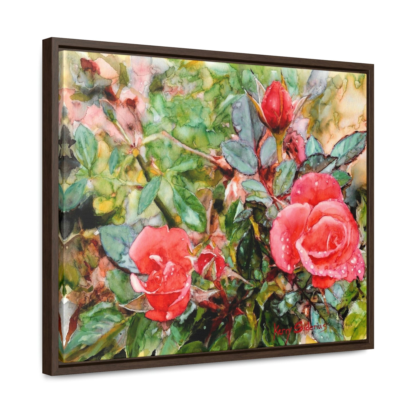 "Raindrops on Roses" Gallery Wrapped Wood Framed Canvas - Kerry Siderius Art 