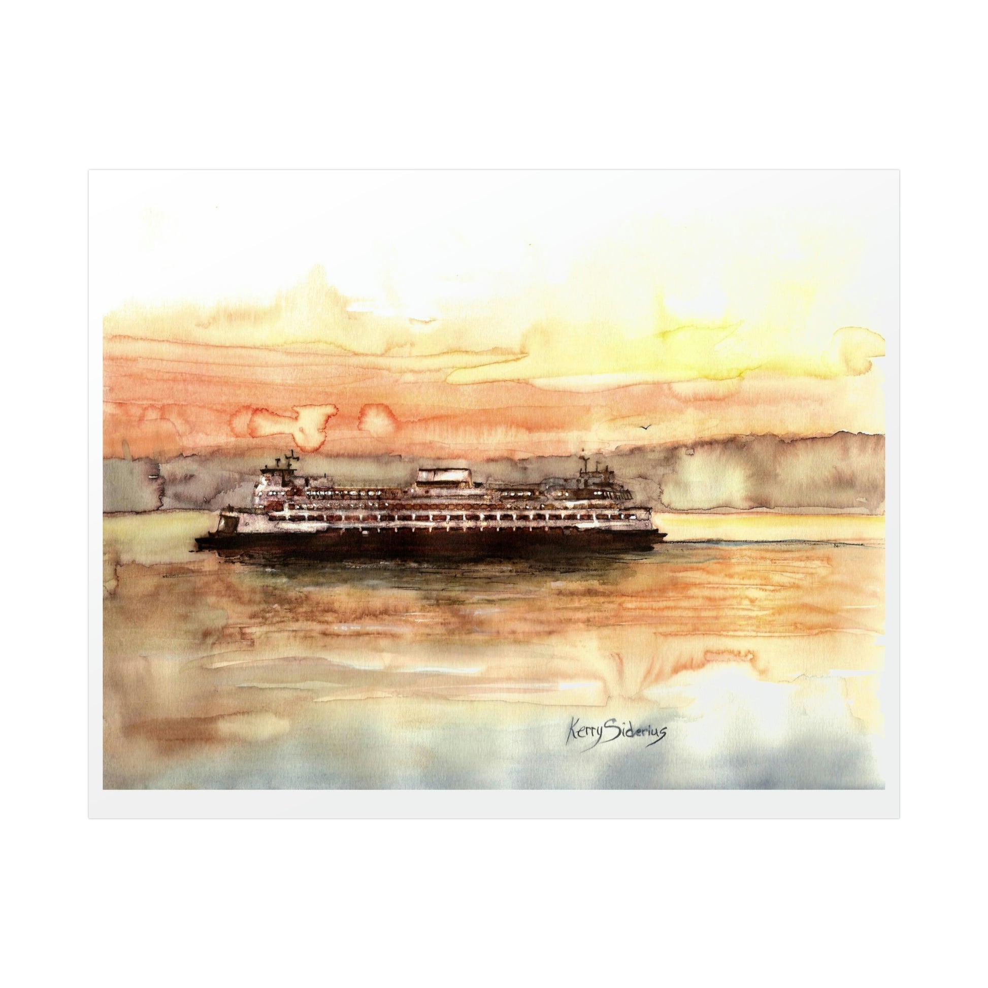 "Ferry to Seattle" Poster - Kerry Siderius Art 