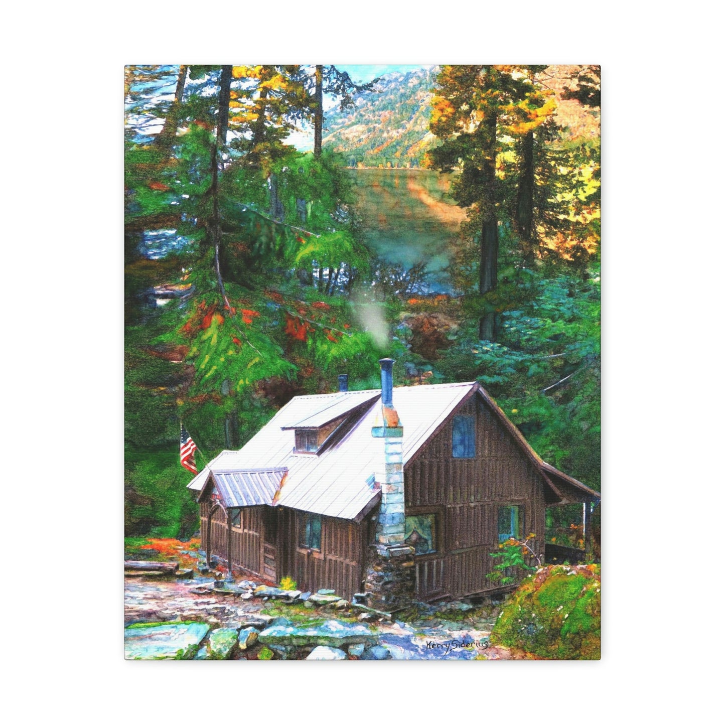"Cabin on Lake Wenatchee" Gallery Wrapped Canvas - Kerry Siderius Art 