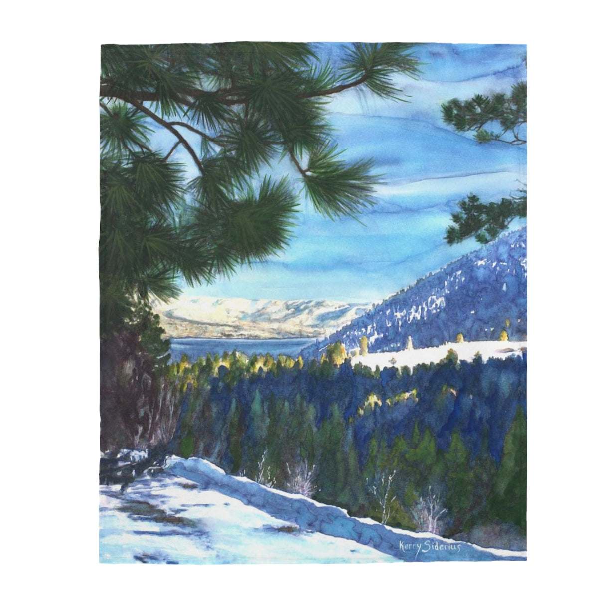 "Bear Mt. View of Chelan" Plush Blanket - Kerry Siderius Art 