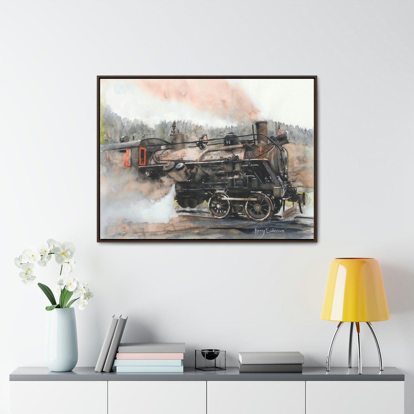 "Old Steam Train in Elba, Washington" Gallery-Wrapped Wood Framed Canvas - Kerry Siderius Art 