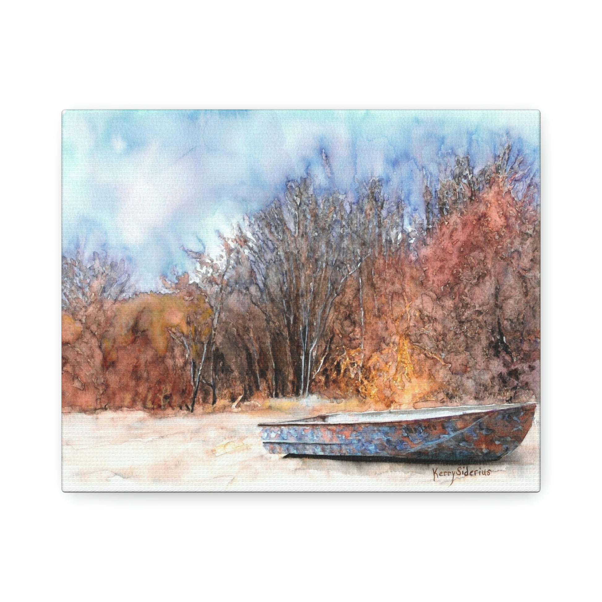 "Columbia River Camo Boat Beach" Canvas - Kerry Siderius Art 