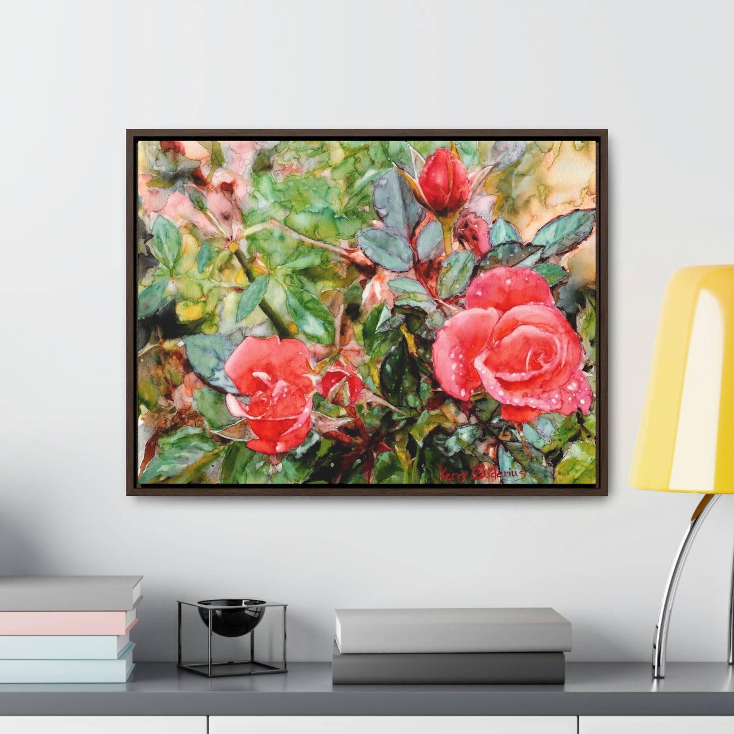 "Raindrops on Roses" Gallery Wrapped Wood Framed Canvas - Kerry Siderius Art 