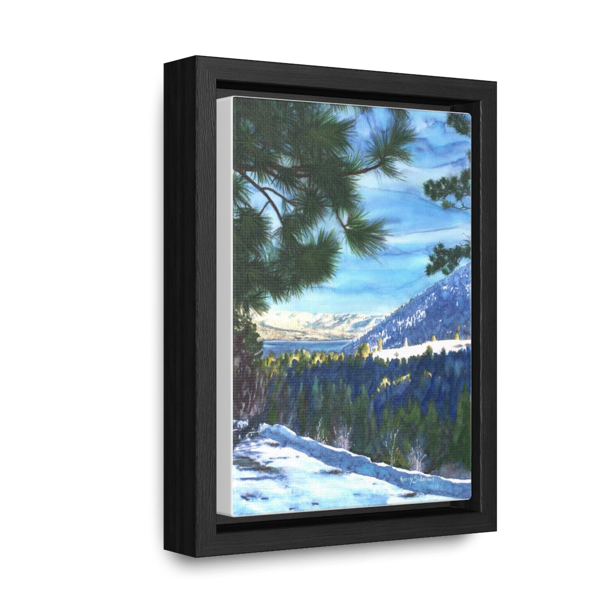 Bear Mountain View of Chelan Wood-Framed Wrapped Canvas - Kerry Siderius Art 