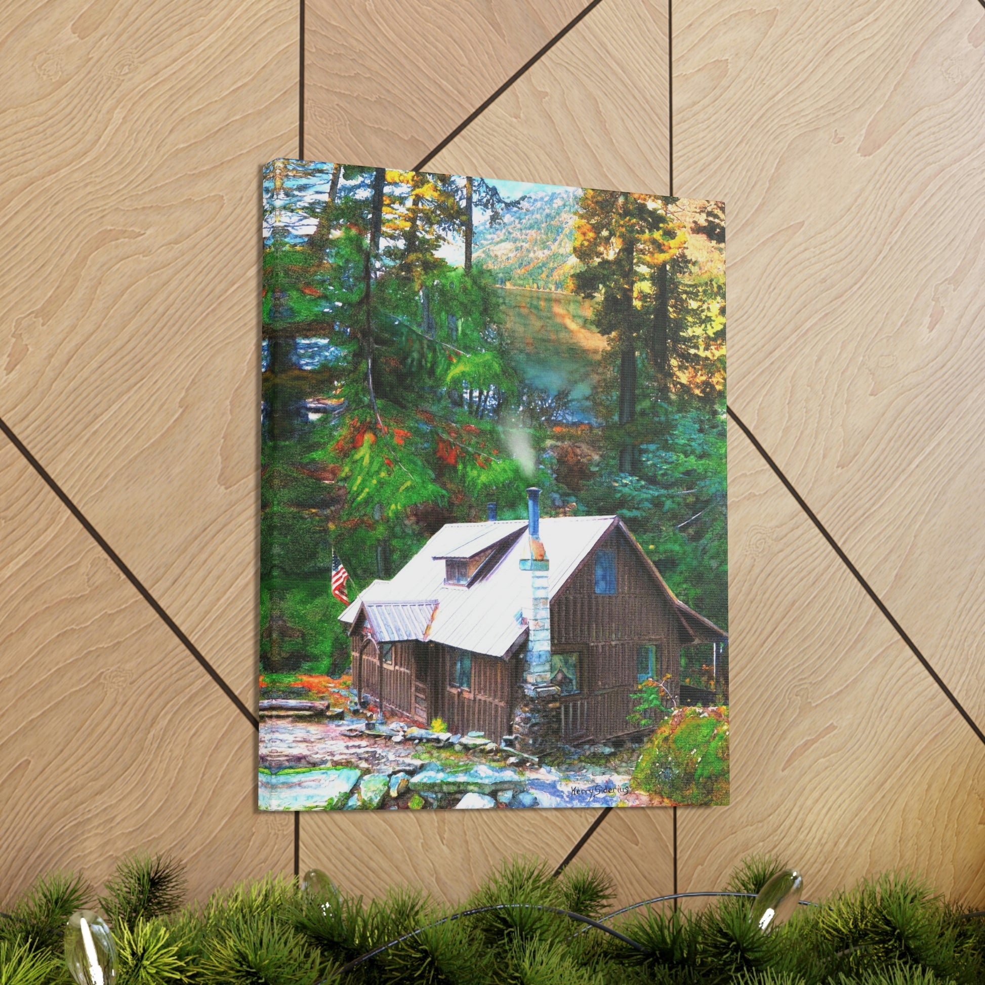 "Cabin on Lake Wenatchee" Gallery Wrapped Canvas - Kerry Siderius Art 